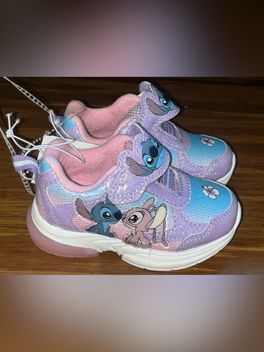 Disney Stitch Girls Purple & Blue Light-Up Sneakers Sz 5C NEW NWT